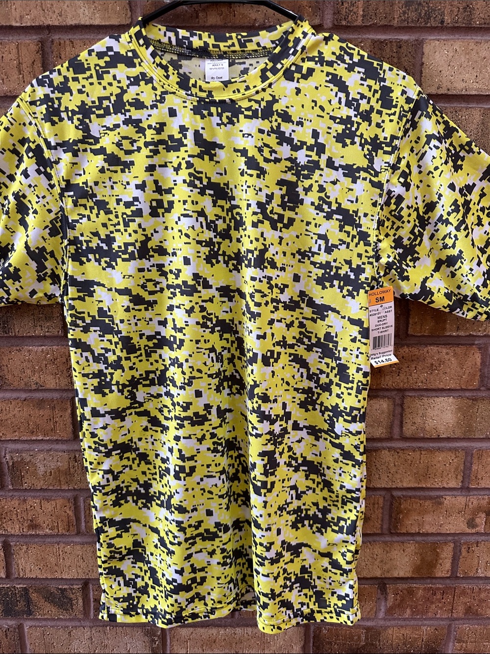 Holloway Yellow and Black Pixel Camo Short-Sleeve Tee